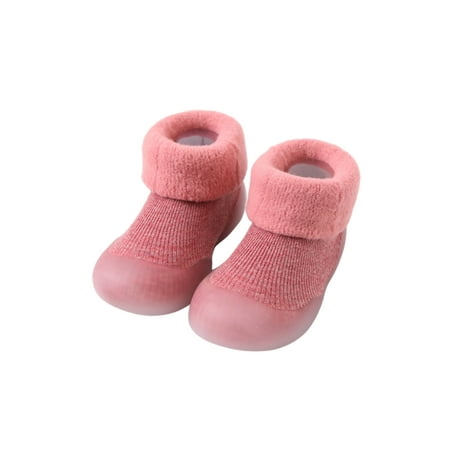 

Gomelly Toddler Crib Boots Soft Sole Sock Boot Prewalker Floor Shoes Breathable First Walker Shoe Daily Indoor Slipper Booties Pink 5C