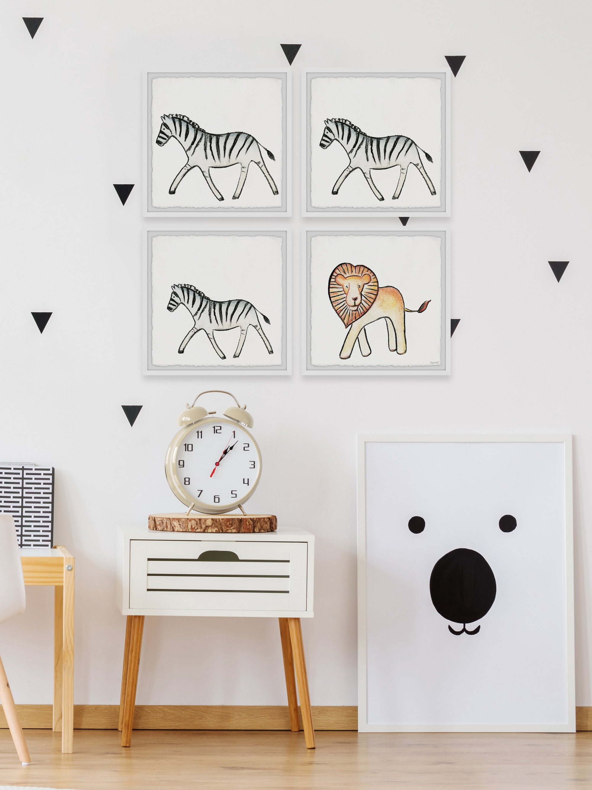 Marmont Hill Lion and the Zebras Quadriptych, 36" x 36"