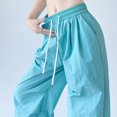 thumbnail image 6 of Brglopf Womens Parachute Pants Wide Leg Baggy Pants Y2K Elastic Low Waist Jogger Sweatpants Drawstring Pants Streetwear, 6 of 7