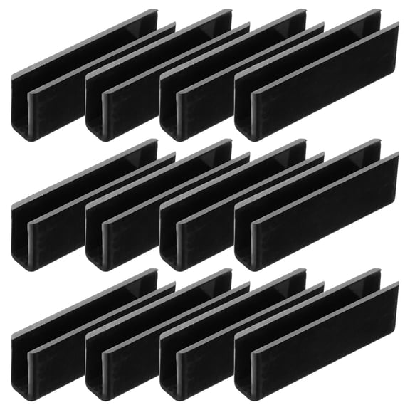 Uxcell 12 Pack Plastic Glass Connector, 180 Degree Glass to Glass Clamp for 6mm Thick, Fixing Bracket Rimless Clip Holder(6mm, Black)