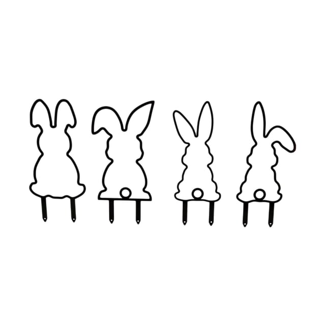 Easter Metal Rabbit Garden Stakes Set Of 4 10 Inch Black Silhouette Cutouts For Lawn Yard Outdoor Decoration Spring Holiday