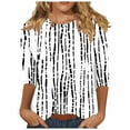 thumbnail image 2 of Viluyesy 3/4 Sleeves T-Shirt Women Round Neck Shirt Tops Fashionable Relaxed Loose Blouse Multicolor Size S, 2 of 5