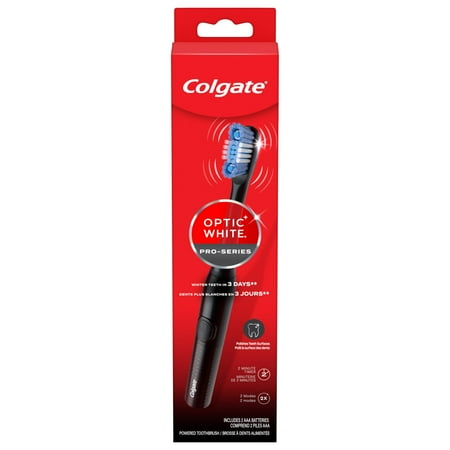 Colgate 360 Optic White Pro-Series Battery Black Toothbrush - Pack Of 2