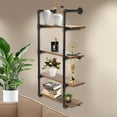 thumbnail image 3 of Miumaeov 4 Tier Wall-Mounted Wine Racks Industrial Pipe Steampunk Real Wood Wine Rack for Kitchen, Dinning Room Home Bar 24", 3 of 15