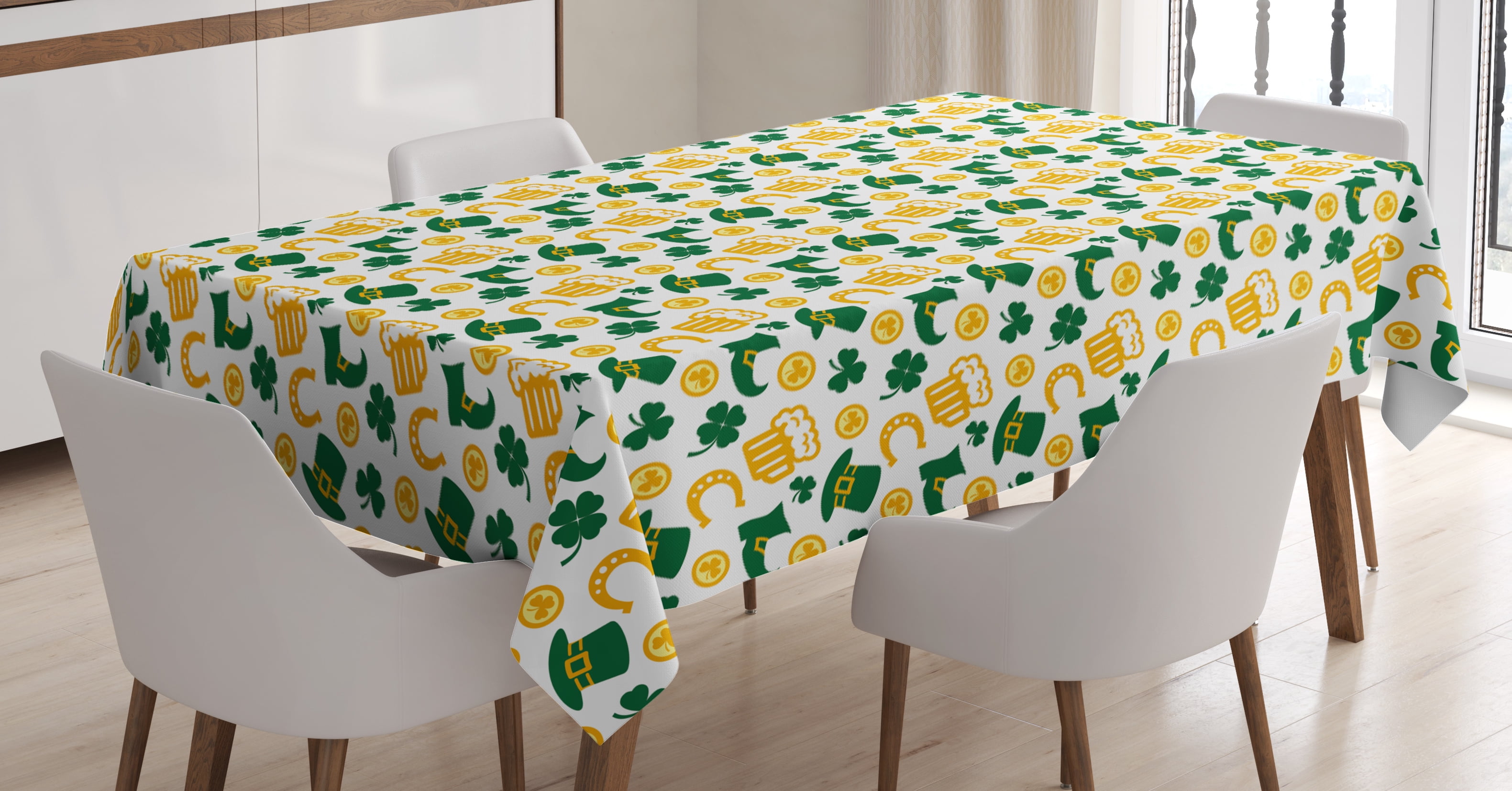 Irish Tablecloth, Happy St. Patrick's Day Concept Pattern with