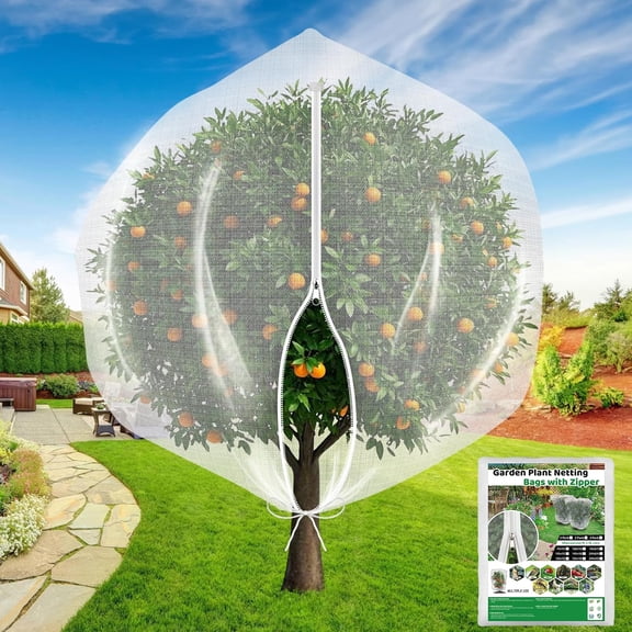 Garden Plant Fruit Tree Protection Large Blueberry Bushes Netting Covers Bags with Zipper, 4 x 5 ft Shrubs Bush Tomato Strawberry Berry Barrier Mesh Cover Net Protector