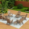 thumbnail image 3 of WestinTrends Ashore 12 Pieces Adirondack Chairs Set, All Weather Poly Lumber Adirondack Chairs with Ottoman and Side Table Patio Conversation Outdoor Furniture Set, Weathered Wood, 3 of 8