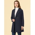 thumbnail image 2 of Abrigos de invierno raglán cruzados con solapa con muesca para mujer Azul L, 2 of 7