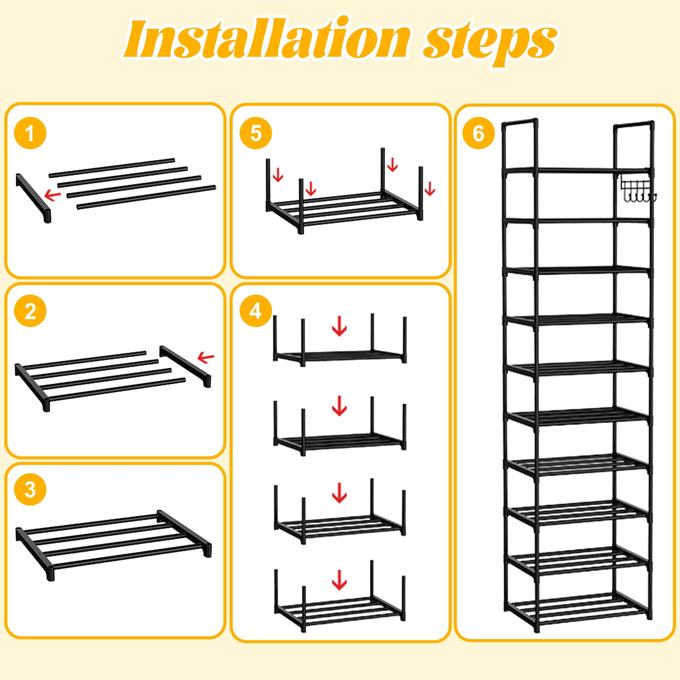 10 Tier Metal Shoes Rack, Stackable Shoe Organizer, Space-Saving Shoe Shelf Shoe Rack for Closet, Shoe Rack for Entryway and Boots Organizer