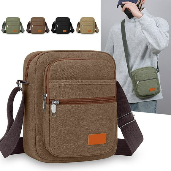 Men’s Crossbody Bag with Waterproof Canvas, Lightweight Multi-Compartment Chest Bag for Outdoor Sports, Travel, and Daily Use