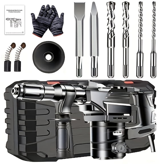 DGB Electric Rotary Hammer Drill, Heavy-Duty Demolition Hammer for Concrete, Masonry, and Stone, Multi-Function Power Tool for Construction, Renovation, and Industrial Projects