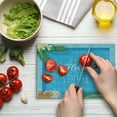thumbnail image 4 of Saying Cutting Board, Say Hello to the Summer Slogan on a Pool with Ladder Flip Flops and Flowers Design, Decorative Tempered Glass Cutting and Serving Board, Small Size, Multicolor, by Ambesonne, 4 of 5