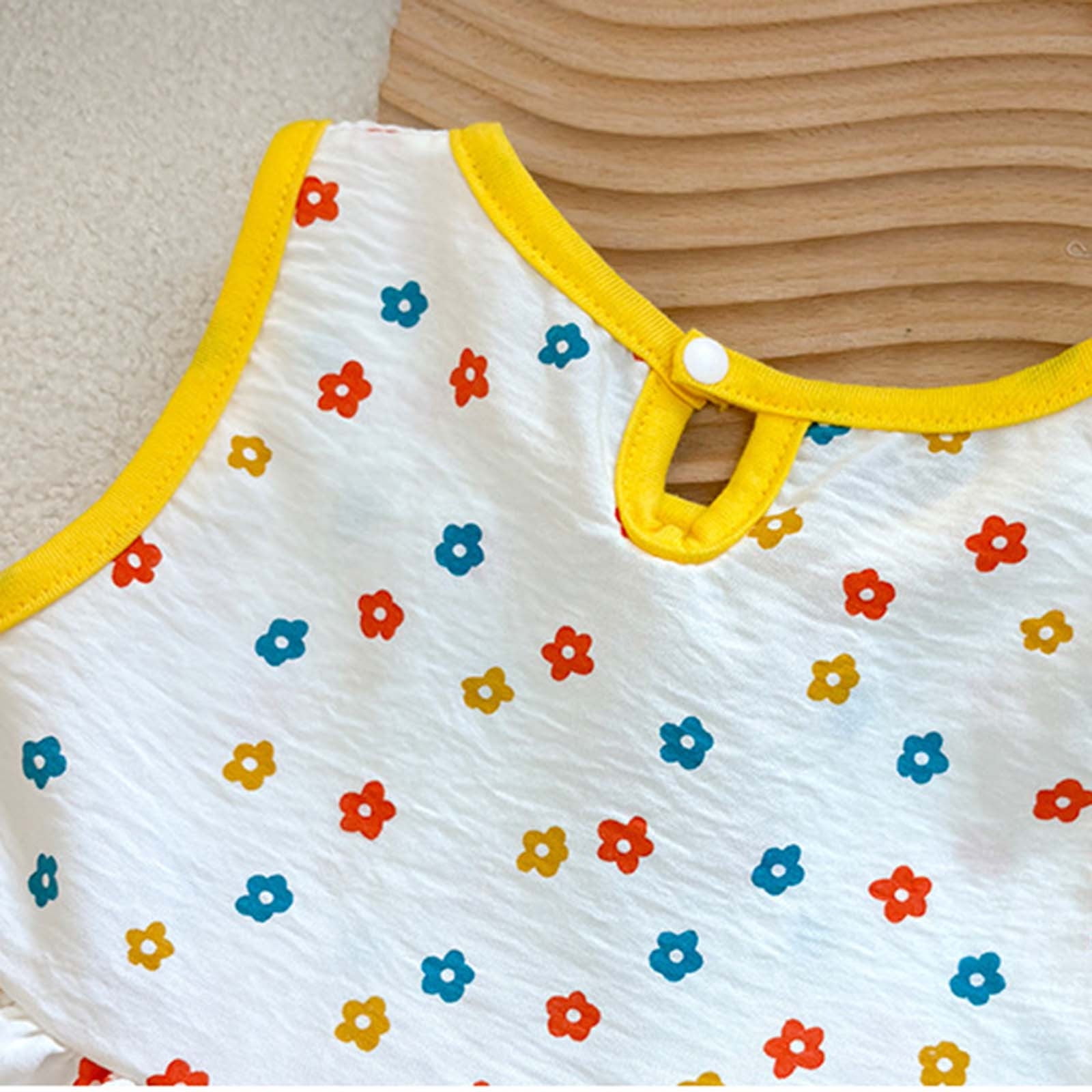 YHAJDS Baby Girl Sleeveless Dress Summer Print Kids Casual Play Dress