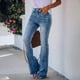 thumbnail image 3 of Gibobby Pantalones para mujer Relaxed Fit Pantalones ajustados informales de talle con pierna ancha y pierna ancha para mujer (Dark Azul, L), 3 of 5