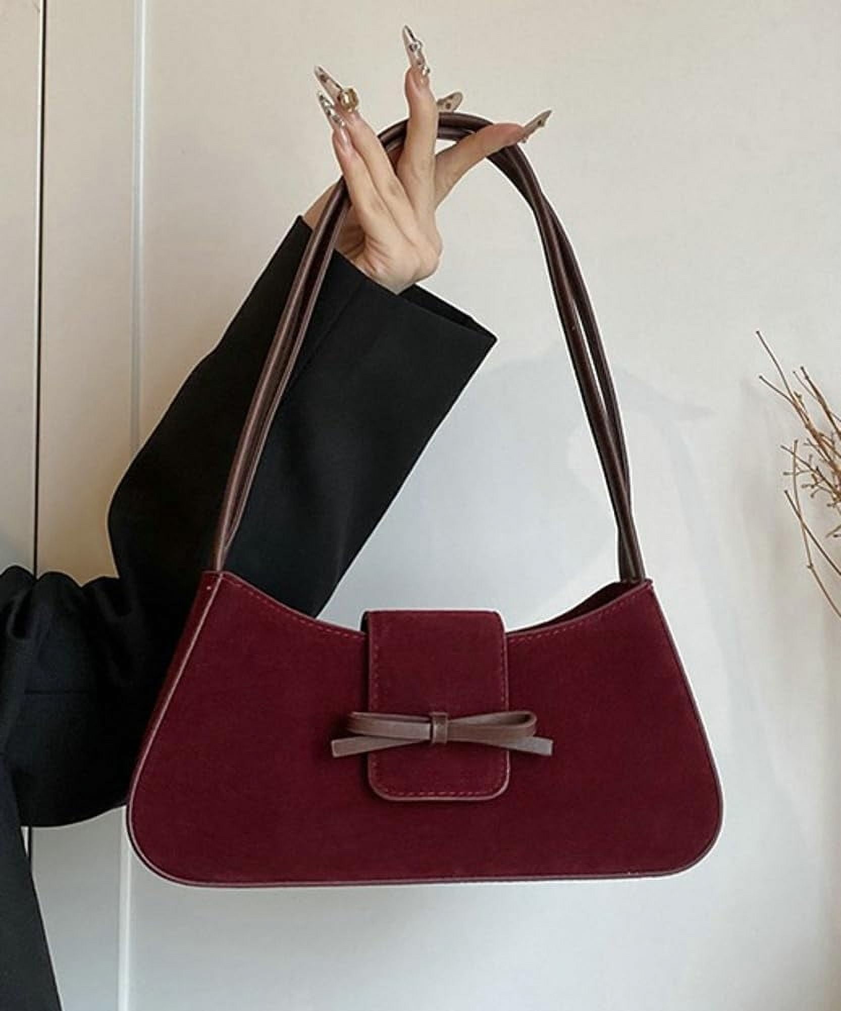 Zhengup Suede Purse Handbag Evening Bag for Women Crescent Satchels Shoulder Bag Crossbody Purse Top-handle Tote Party Shopping