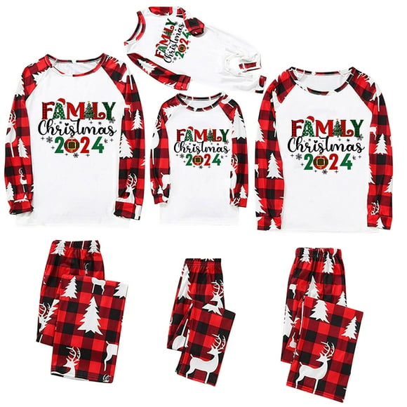 Penkiiy Christmas Pajamas for Family 2024 Matching Sets Lounge Sets for Women Couples Loungewear Sets Christmas Pjs 6 Years White