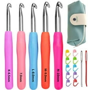 GLIVING FACEGA Crochet Hook Set Ergonomic Large Crochet Hooks Yarn Needles Soft Handles Jumbo Aluminum Crochet Hook for Beginners Adults