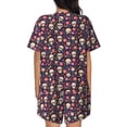 thumbnail image 3 of Lsque Skull flower leaf colorful Women's Short-Sleeved Pajama Set - 2 Piece Soft and Lightweight Sleepwear Set-Large, 3 of 9