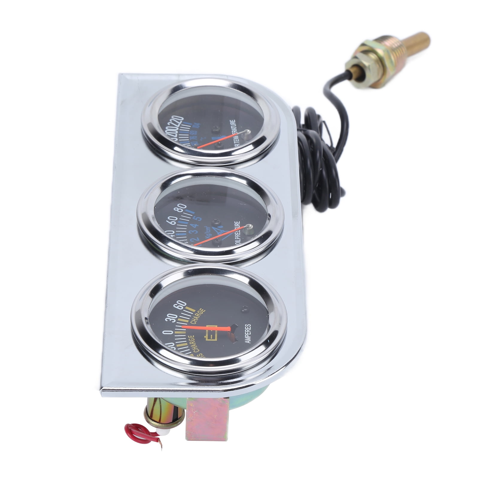 Triple Gauge Kit, 52mm Metal 3in1 Triple Gauge Cluster For 12V Vehicles