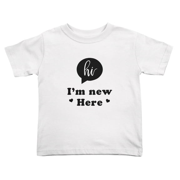 Hi I'm New Here Cute Toddler Tshirts for Boys Girls (White, Youth L)