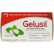 Gelusil Antacid & Anti Gas Tablets for Heartburn Relief, Acid Reflux, Bloating and Gas, Cool Mint - 100ct Blister Pack