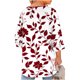 thumbnail image 5 of Tops de tamaño más de las mujeres con cuello tripulado y corte frontal, capa base impresa de tres cuartos de manga para el uso casual de verano, 5 of 6