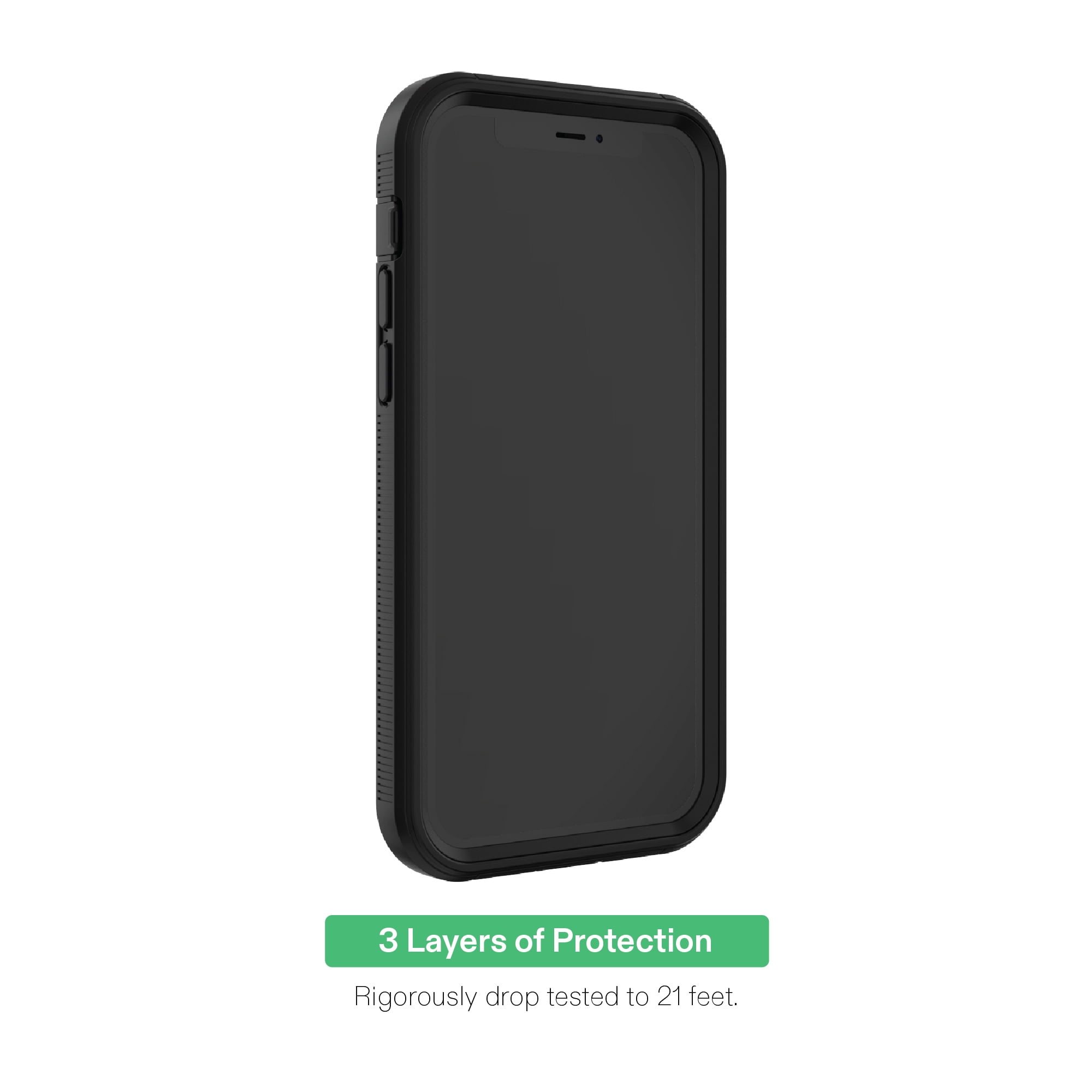 onn Rugged Phone Case with Holster for iPhone 12 / iPhone 12 Pro - Black