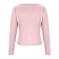 thumbnail image 3 of AnuYalue Women's Boat Neck Crop Tops Long Sleeve Double Lined Basic Solid Color Tees Fashion Soft Slim Fitted Tights T Shirts 2025 Spring Casual Soft Lightweight Y2K Teen Girls Clothing, Pink L, 3 of 5
