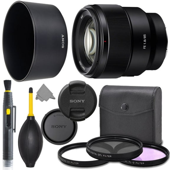 Sony FE 85mm f/1.8 Lens: Full Frame (SEL85F18)   AOM Pro Starter Bundle Kit - International Version (1 Year AOM Warranty)