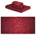 thumbnail image 2 of SKYSONIC 3 Pack Towel Red Damask Pattern Cotton Bath Towel Set (1 Bath Towel, 1 Hand Towel, 1 Washcloth) for Bathroom, Super Soft and Quick Dry Towels, 2 of 7