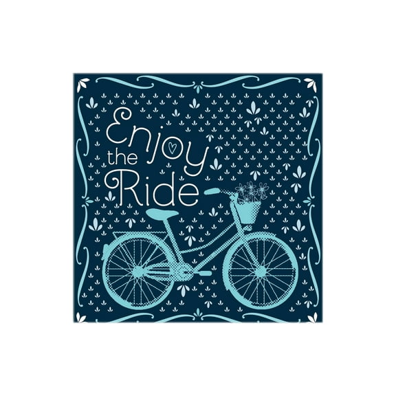 Enjoy The Ride Deep Blue Bicycle 12 x 12 Wood Wall Sign Plaque