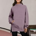 thumbnail image 2 of AGWOLF Womens Oversized Sweatshirts Long Sleeve Mock Neck Pullover with Pockets Casual Solid Color Shirts Fashion Y2K Clothes, 2 of 7