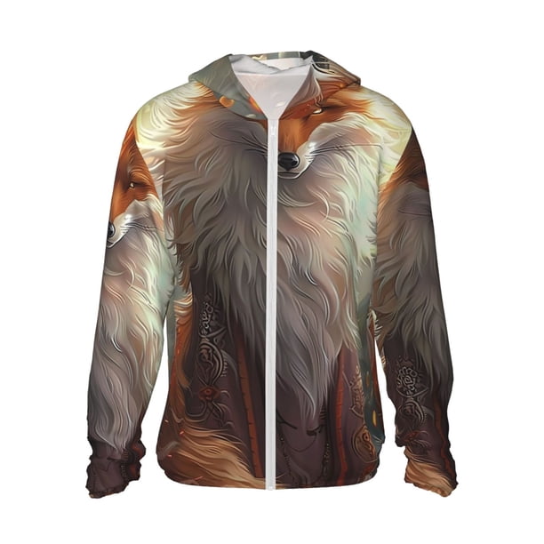 Balery Mystic Fox With Halo Sudadera ligera de manga larga con capucha y protección solar UPF 50+ para hombre y mujer, ideal para pesca y running-Large