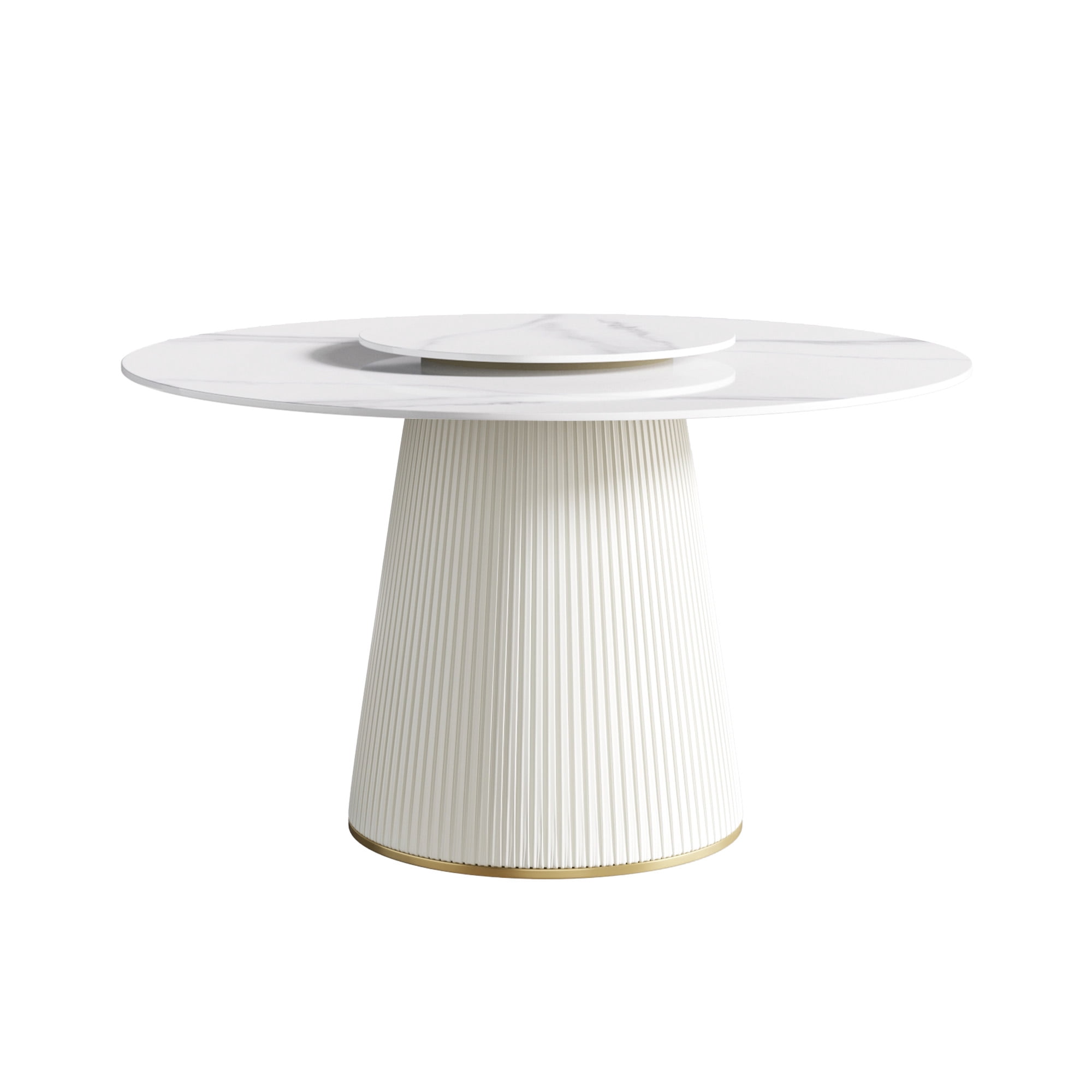 LovingAHome 53" Modern White Marble Sintered Stone Round Kitchen Dining Table with White (Only Table)
