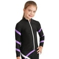thumbnail image 5 of Hansber Girls Ice Skating Costume Dance Jacket Kids Sports Zip Up Coat Long Sleeve Yoga Pullover Tops Light Purple 10, 5 of 7