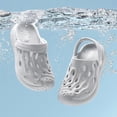 thumbnail image 5 of XIYON Kids Boys Girls Summer Slippers Soft Sole Non Slip Closed Toe Hollow Out Solid Color Lightweight Breathable Shoes For Casual Daily Wear,Grey,9.5-10 Years, 5 of 7