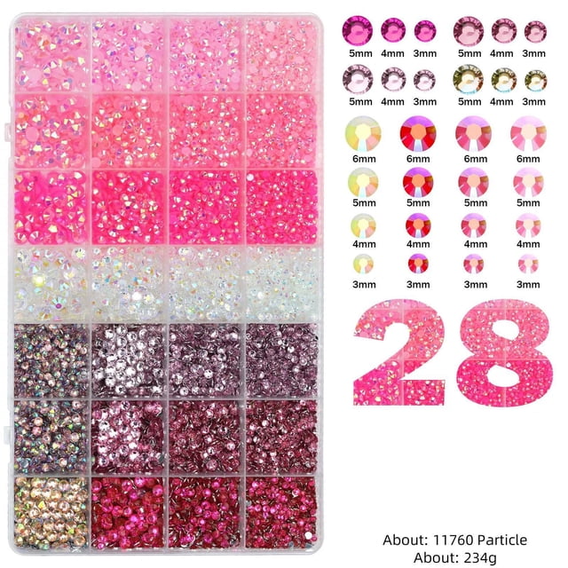 28 Grid Flatback Rhinestones for Crafts, Jelly Rhinestones for Tumblers Blue Purple Clear Rhinestone for Nails Round Gems for Face Makeup DIY Diamond Painting with Beads Storage (Multi-Color 02)