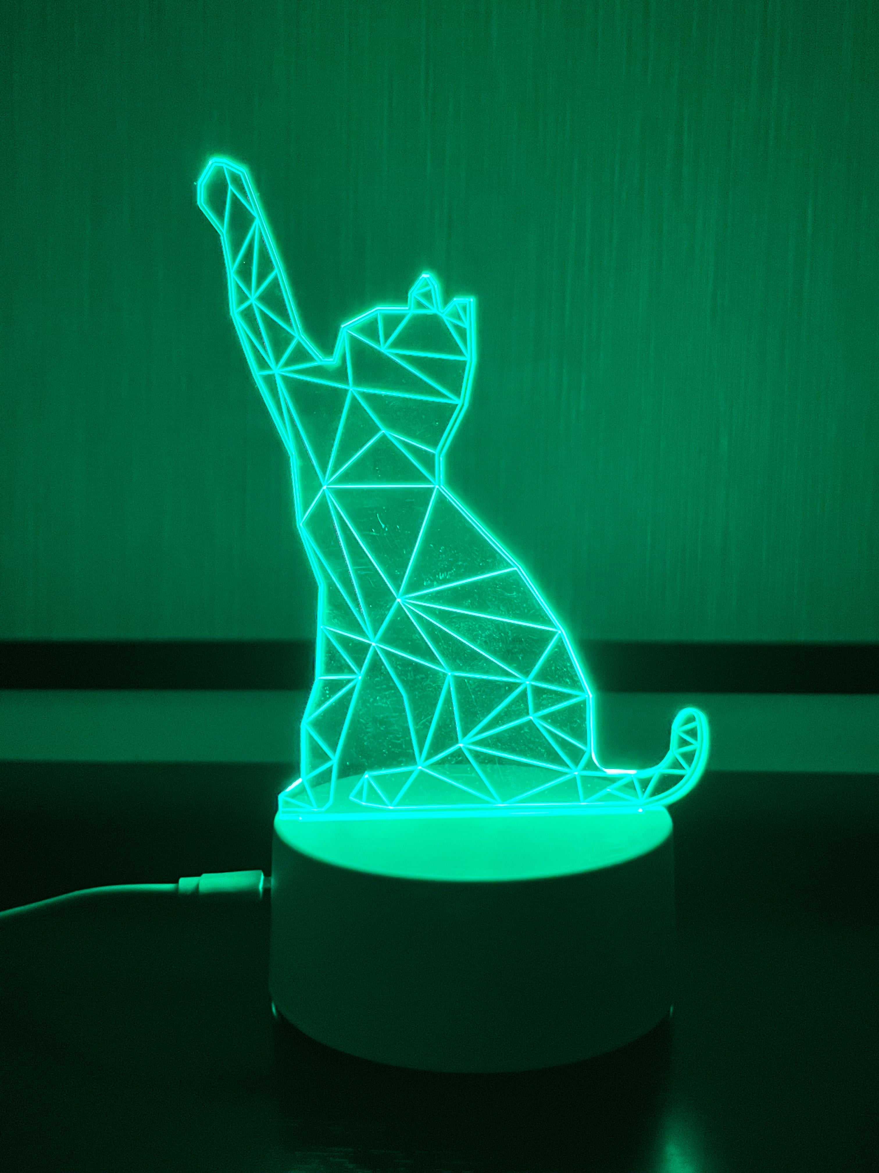 3D LED Geometric Cat Night Light Lamp