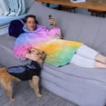 thumbnail image 3 of Rainbow Tie Dye Cloud Pattern Wearable Oversized Blanket,Wearable Blanket Hoodie for Adults,Cozy Hooded Blankets with Super Pockets,Super Warm Fuzzy Pullover for Women & Men, 3 of 6