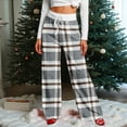 thumbnail image 2 of Women Winter Soild Color Pants Full Length Long Trousers Sports Pants with Plaid Print and Drawstring for Comfortable and Chic Look,Gray,M, 2 of 8