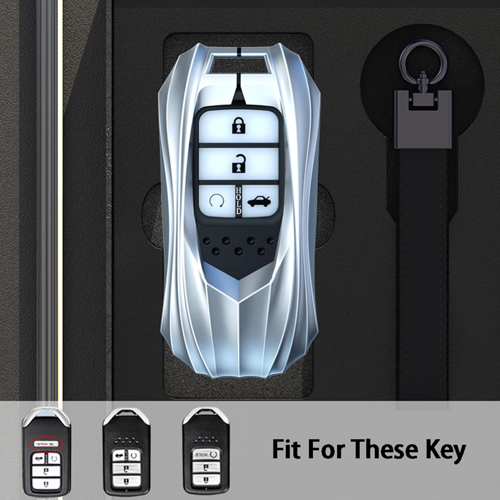 Zinc Alloy Smart Remote Car Key Fob Case Holder Cover Shell Compatible for Honda Accord Civic CR-V CRV Pilot Passport Insight EX EX-L