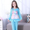 thumbnail image 2 of Conjunto de pijamas de manga larga de princesa de dibujos animados para niña, ropa de dormir de algodón fino de verano con cuello redondo, ropa de casa para bebé y niña, Suit140-150cm Gao Jinjia LED, 2 of 2