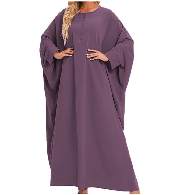 LSLJS Robe Ample pour Femme Robe Décontractée Robe de Couleur Unie Grande Robe Robe à Manches Longues, Robe Grande Taille