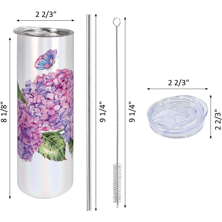 Blue Hydrangeas Sublimation 20 oz Skinny Tumbler Design Pack