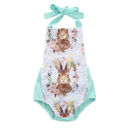 

koaiezne Toddler Girls Easter Sleeveless Romper Cartoon Prints Summer Suspenders Jumpsuit Girl Holiday Romper Baby Girl Little Sister