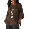 thumbnail image 7 of Gamivast Womens Tops Tees & Blouses Paw Print Loose Fit Boat Neck 3/4 Sleeve Tops Casual Tops Pocket Texture Summer Daily Vacation Outfits, 7 of 7
