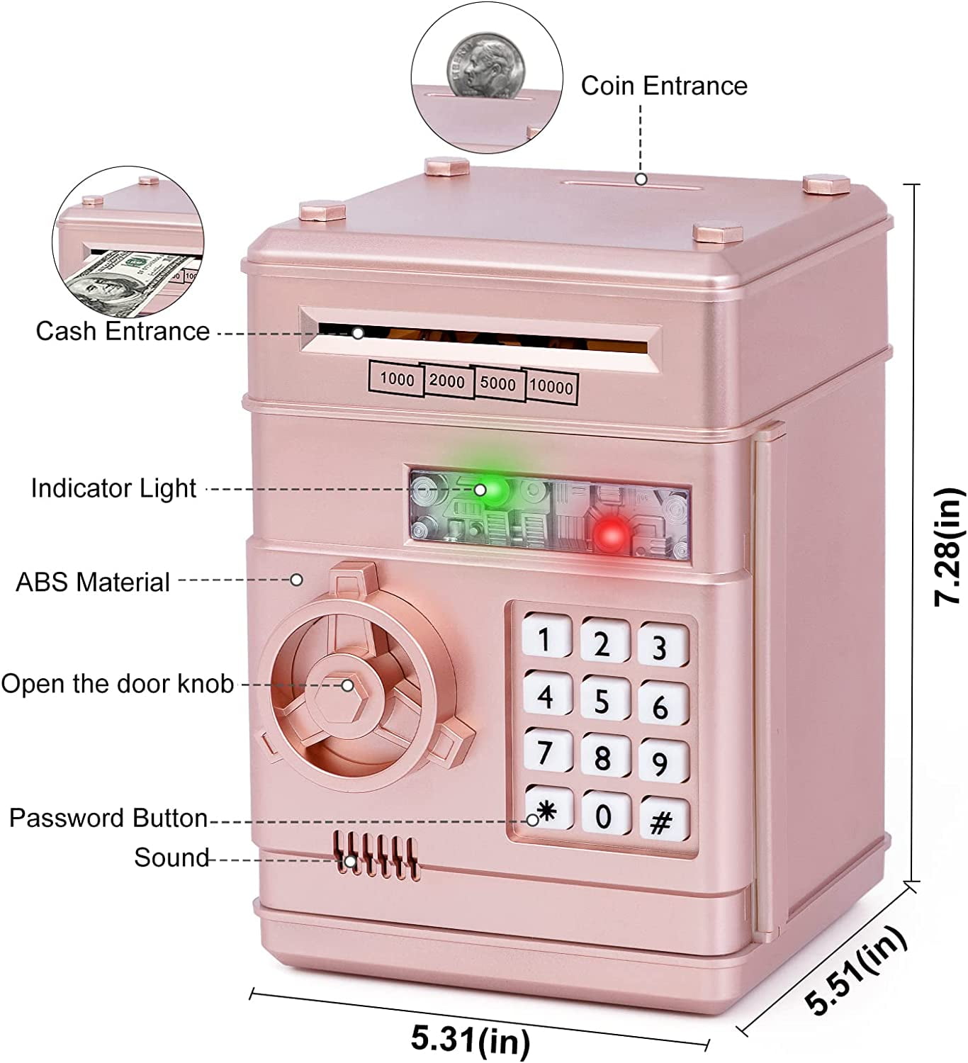 Refasy Kids Piggy Bank,Kids Safe Piggy Bank for Girls Money Saving Box Kids : Refasy Kids Toys for Boys Girls Age 3-5,Electronic