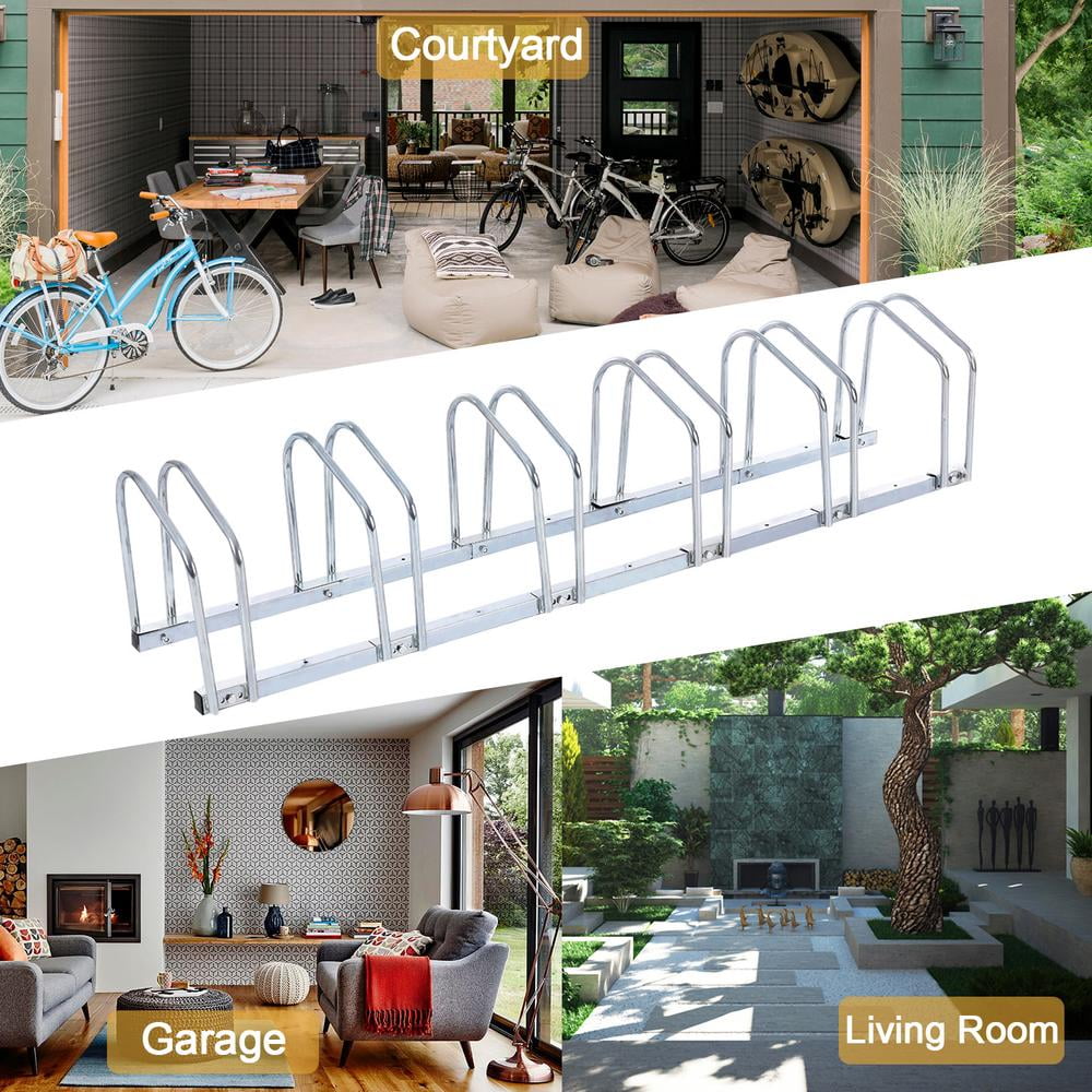 3 Bikes Parking Garage Indoor Outdoor Adjustable Bicycle Storage Organizer Stand for Garage Houssem Bike Floor Parking 