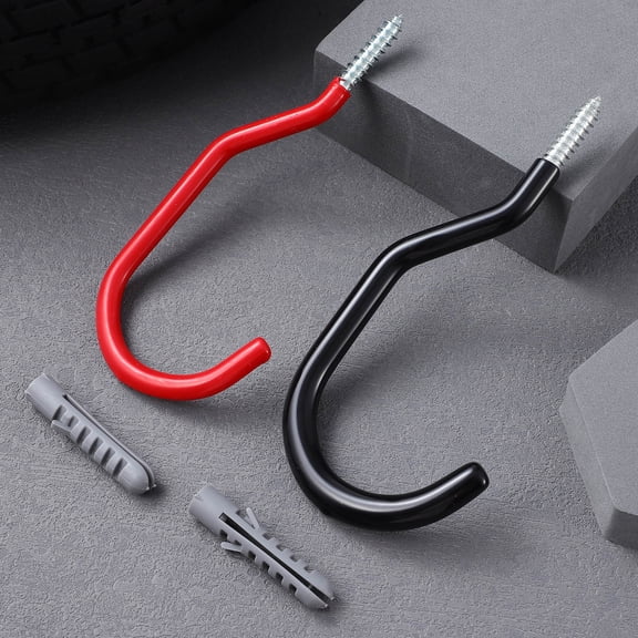 ETHZZLE 10Pcs Bike Storage Rack Hooks for Wall Iron Coated Hooks with Expansion Tubes for Easy Installation
