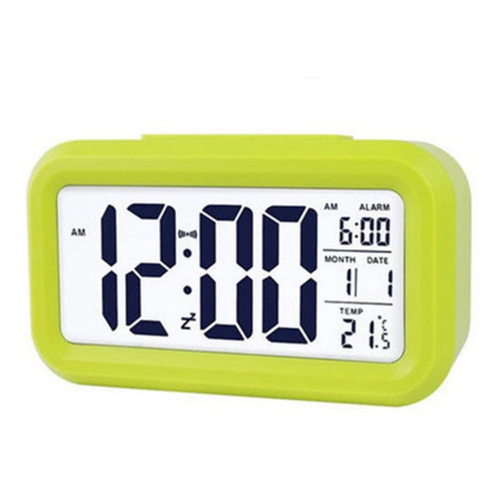 LCD Digital Clock Alarm Clock Battery Operated Smart Night Light Table